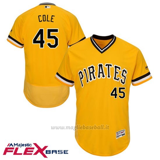 Maglia Baseball Uomo Pittsburgh Pirates Gerrit Cole Majestic Autentico Collezione Or Flex Base Giocatore